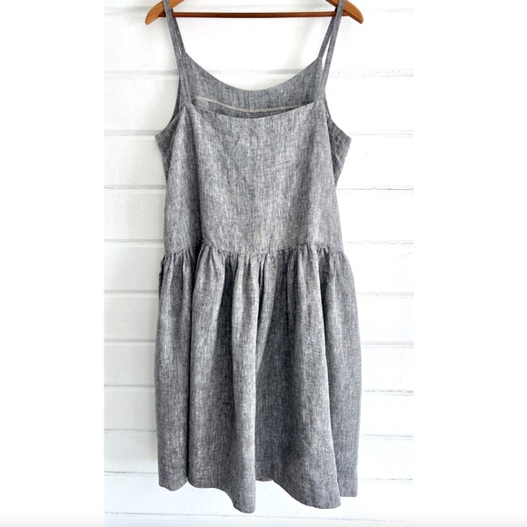 LEN OK LENOK 100% Linen Short Full Strappy Dress in Heather Charcoal - EUC! - L - Picture 5 of 9